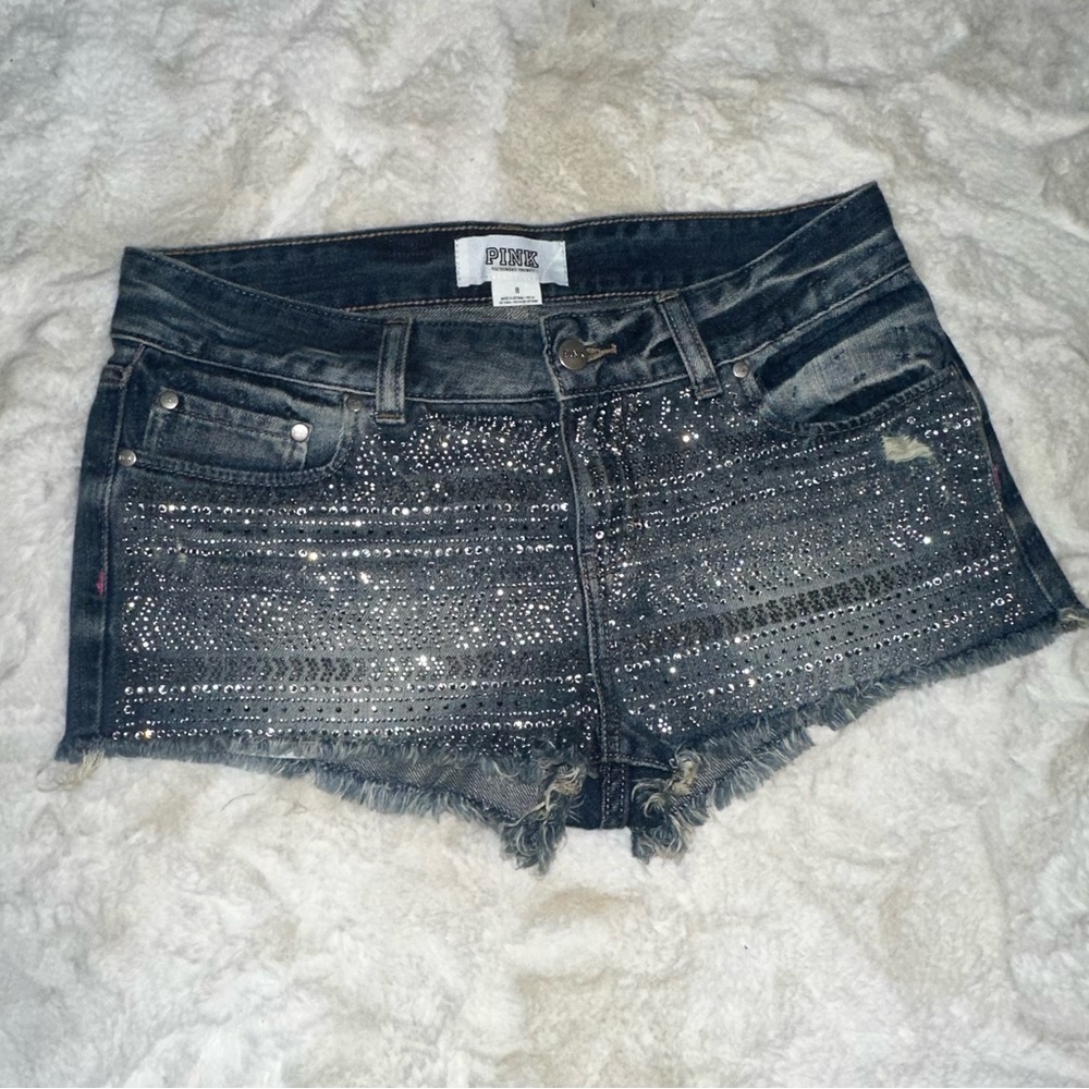 NWOT Victoria’s Secret Pink Denim Bling Cutoff Shorts-